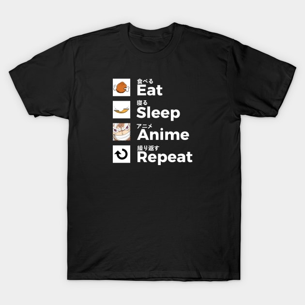 Eat Sleep Anime Repeat Again T-Shirt by zerooneproject